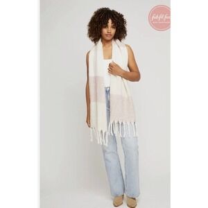 NWT Gentle Fawn Plaid Knit Fringe Scarf Cozy Winter Preppy Minimalist Luxury OS